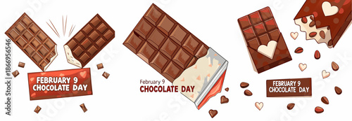 Delicious chocolate bars celebrating February 9 Chocolate Day