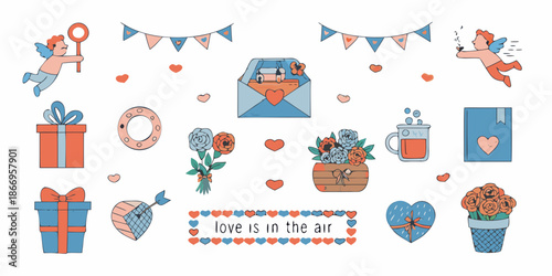 A charming collection of valentine s day themed illustrations and decorations
