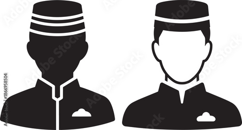 Hotel Bellboy and Concierge Staff Avatar Icon - Hospitality Service and Tourism Industry Symbol