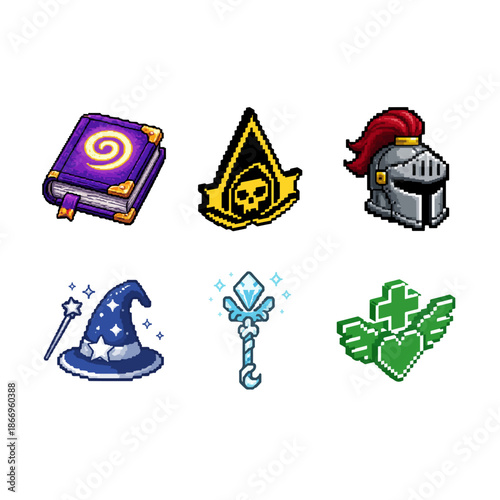 Gaming Role 3d Icon Sticker | Gaming Sticker Illustration | Fantasy Pixel Art | Gaming Illustration