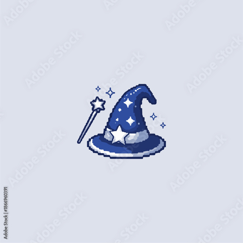 Wizard 3d Icon Sticker | Gaming Sticker Illustration | Wizard Pixel Art | Gaming Illustration