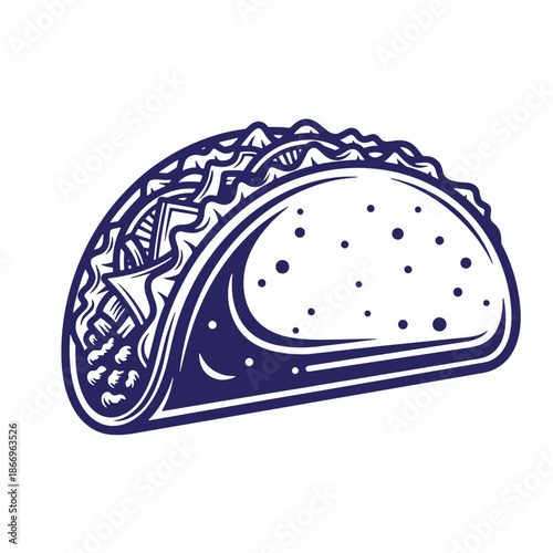 Illustration of a delicious taco with crispy tortilla and savory fillings  tasty Mexican food
