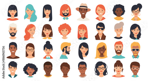 Large and diverse collection of user avatars featuring the faces of men and women with different hairstyles and ethnicities.