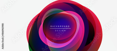 Abstract circular design. Vibrant colors blend, creating dynamic visual impact. Text reads background design. Simple, modern aesthetic.