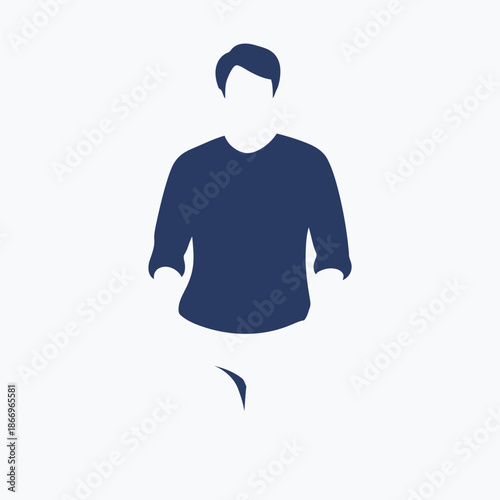 A dark blue silhouette of a man wearing a long sleeved shirt