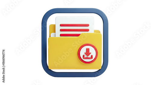 Free Download 3D Icon: Folder with Download Symbol and Documents - GFXLoad
