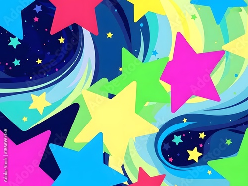 pop art inspired outer space animation with abstract stars colorful nebula clouds and playful comic style creating vibrant cosmic atmosphere high quality smooth visual no noise
