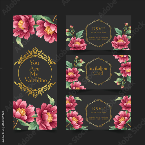 Set of vintage floral labels featuring rose illustrations and pink spring blossoms in a decorative vector frame design for wedding invitation cards and nature themed celebration banners