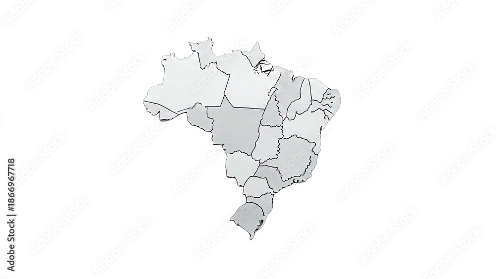 Obraz premium 3D Map of Brazil with State Borders