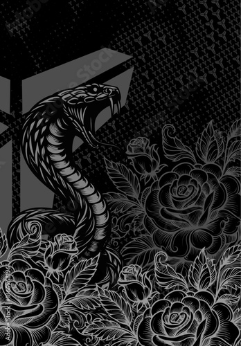 Obraz na plátně ABSTRACT PATTERN AND BLACK SNAKE FOR JERSEY UNIFORM DESIGN