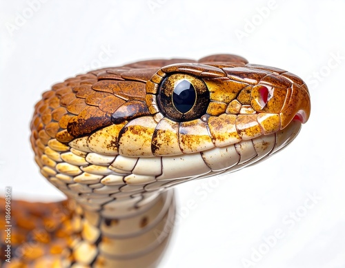 Close-up of a reptile's head with stunning eye detail and texture