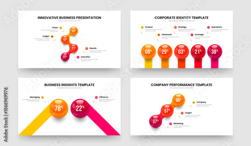 Product Campaign Four Five Two Three Element Infographic Presentation Design Vector Illustration Collection. Minimal Plan 4 5 2 3 Option Graph Frame Template Set.