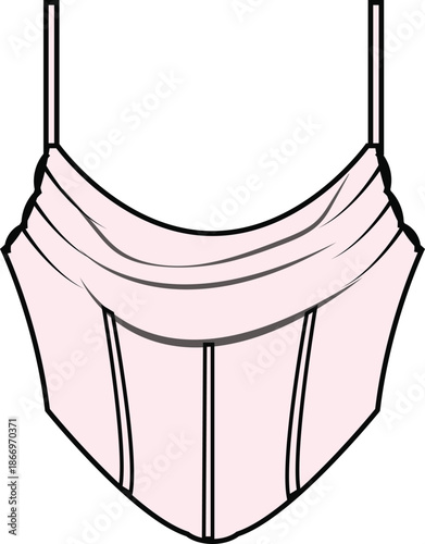 Top Corset corsets Cad Garment Flat clothing technical drawing cads fashion design apparel outline v neck eyelash lace trending vector designer  women illustration croquettes mock up girls pretty tops