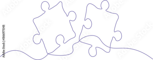Continuous Line Jigsaw Puzzle Border Design Vector for Problem Solving and Business Integration Concept