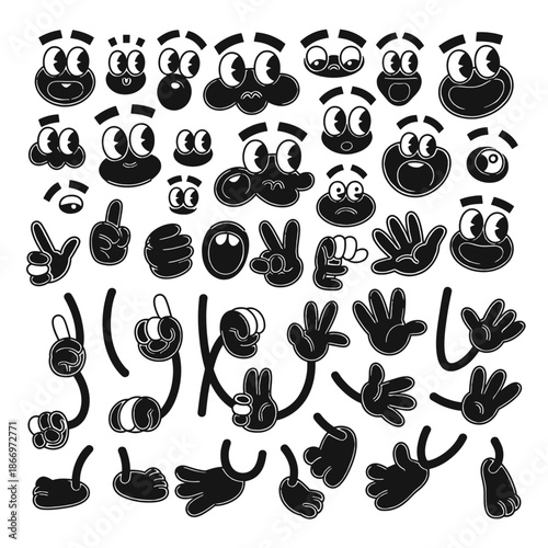Expressive cartoon faces and hand gestures