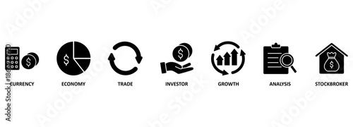 Banner forex. Vector illustration with keywords and icons