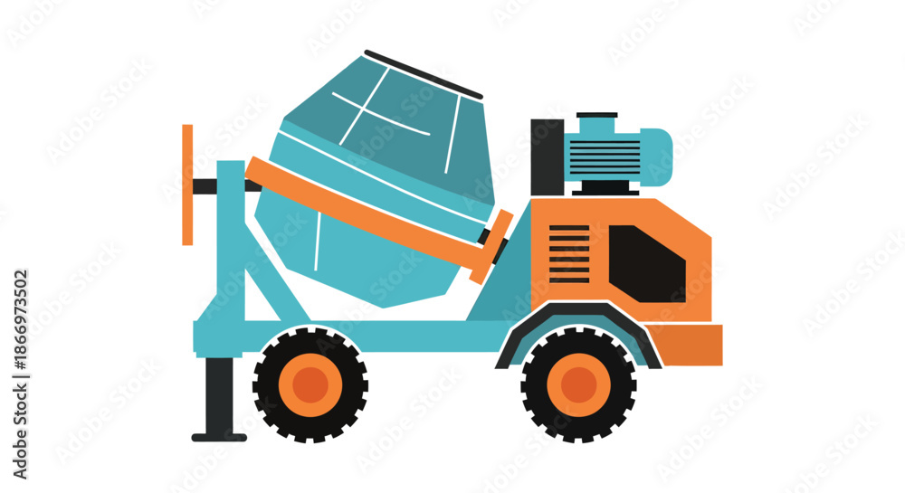 Naklejka premium Cement mixer truck vector illustration for construction and industrial building sites