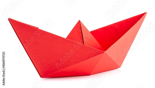 Free Download Red Paper Boat Isolated on White Background. - GFXLoad