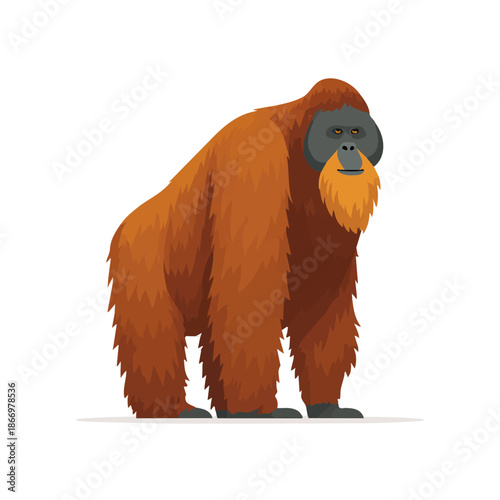 Orangutan in a clean 2D flat vector icon style, minimal and simple, set on a plain white background.
