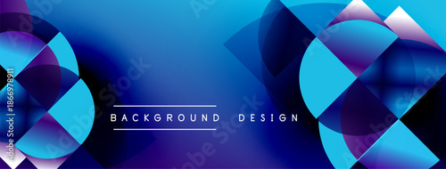 Abstract blue purple gradient background. Overlapping circles create dynamic visual effect. Text reads background design. Modern, vibrant composition.