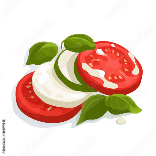 Caprese Salad in a clean 2D flat vector icon style, minimal and simple, set on a plain white background.