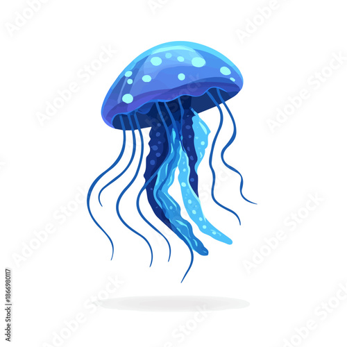 Simple flat 2D vector graphic of Jellyfish, modern icon look, displayed on a pure white background.