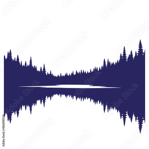 serene forest landscape with trees reflected in calm lake water on a peaceful natural scenery  trees and water blend in harmony