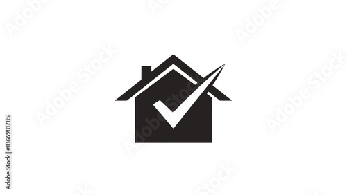 House with a checkmark symbol representing approval or verification.