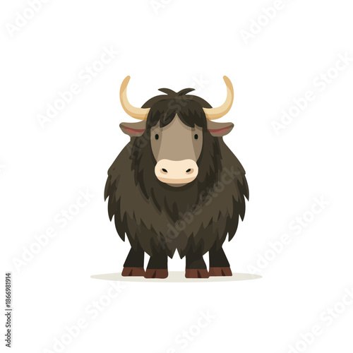 Yak in a clean 2D flat vector icon style, minimal and simple, set on a plain white background.