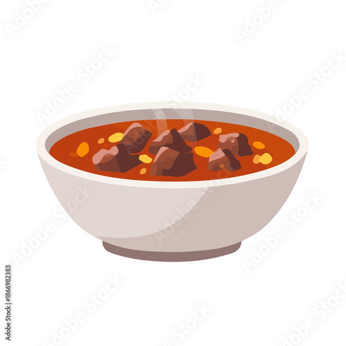 Beef Stew, modern 2D flat vector illustration in icon style, isolated on pure white background.