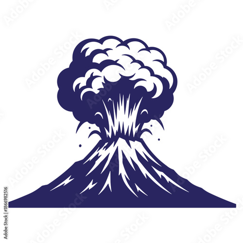 Volcanic eruption with smoke and ash cloud  natural disaster icon