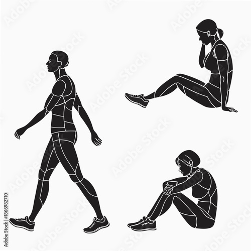 Illustrations of different exercise poses