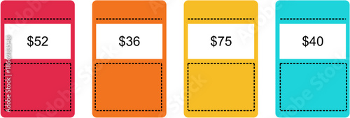 Collection of colorful price tags with dollar amounts flat design for e-commerce and retail isolated on white background