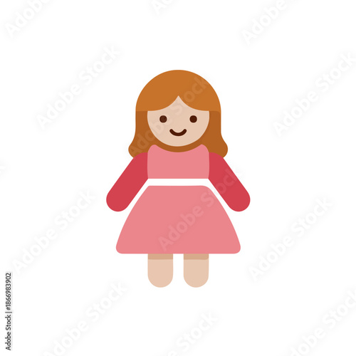 Simple flat 2D vector graphic of Doll, modern icon look, displayed on a pure white background.