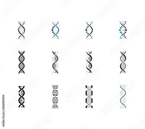 Set of Dna molecule icon isolated on white background