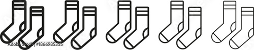 Socks icons. Socks icon set in outline and flat style for Cold Weather. Socks trendy flat style illustration isolated on transparent background