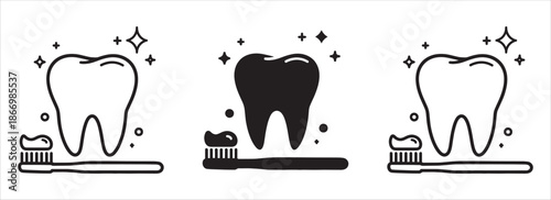 Dentistry icon collection set. Containing design Tooth Dental Implant, Dentist, Dental Clinic, Dental care	