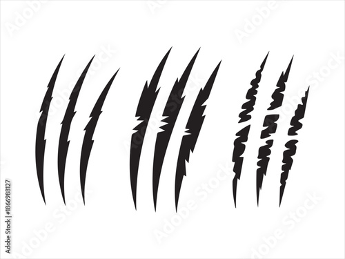 A collection of various black monster claw scratches vector. Animal Scratch Marks Vector Set. Claw Slash Silhouette vector illustration