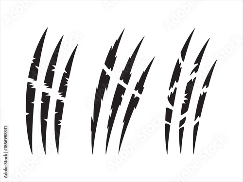 A collection of various black monster claw scratches vector. Animal Scratch Marks Vector Set. Claw Slash Silhouette vector illustration