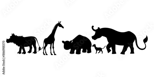 Silhouettes of african wildlife