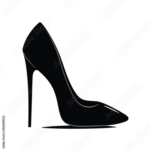 Black high heel shoe silhouette side view