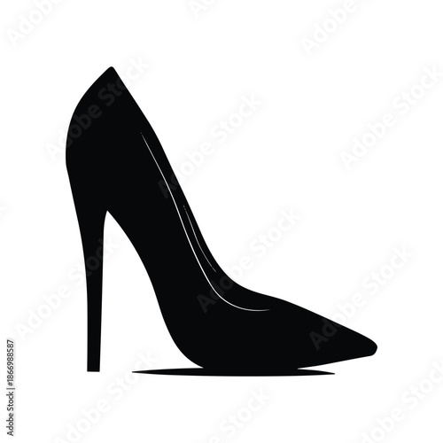 Black High Heel Shoe Side View Silhouette