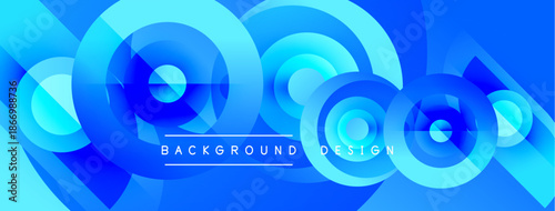 Abstract blue design features overlapping circles, creating dynamic visual effect. Modern, sleek presentation suitable backgrounds.