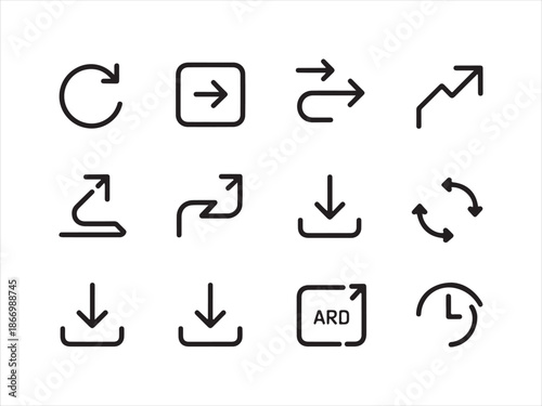 Essential linear vector arrow icon set, Navigation icons set for previous and next buttons.