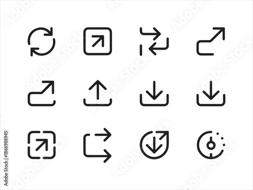Essential linear vector arrow icon set, Navigation icons set for previous and next buttons.