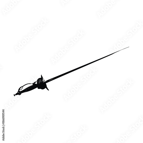 Rapier sword with swept hilt isolated