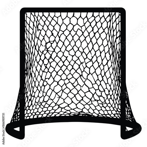 Hockey goal net isolated on white background