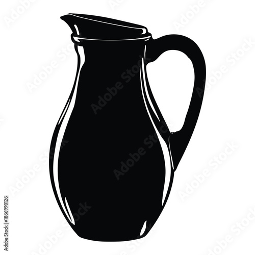 Black silhouette of ceramic pitcher with handle