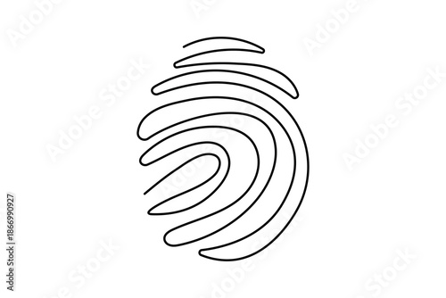 Fingerprint continuous one line drawing minimalist style isolated outline vector illustration