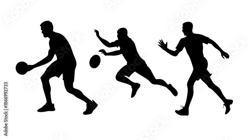 Silhouettes of athletes playing rugby